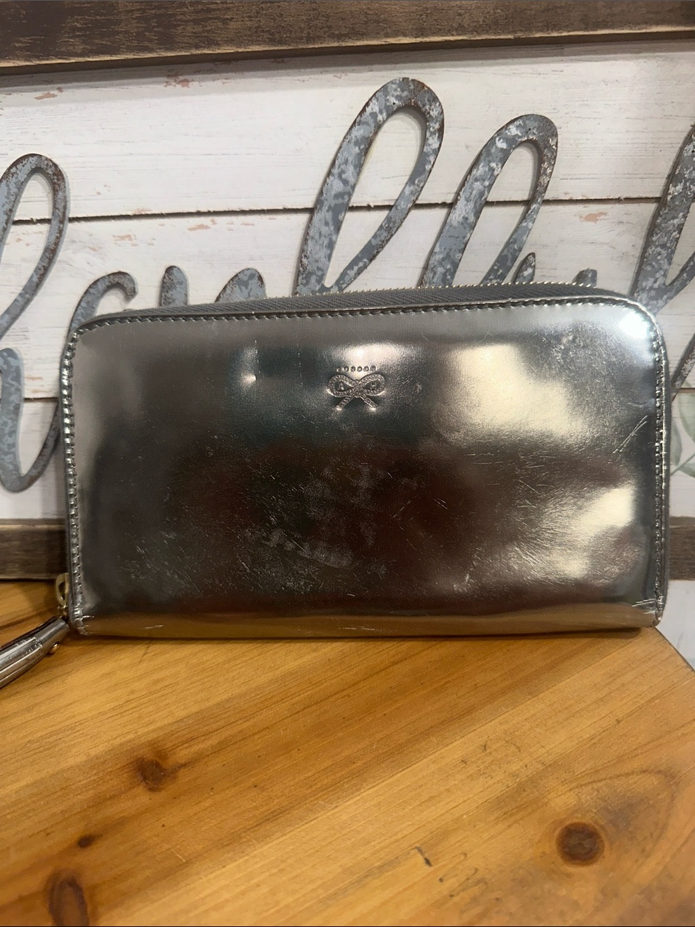 Anya Hindmarch Metallic Silver Zip-Around Wallet